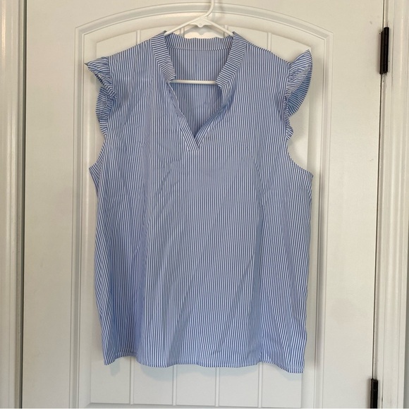 Tops - Lishly Women’s Blue and White Striped Tank Top Size XL